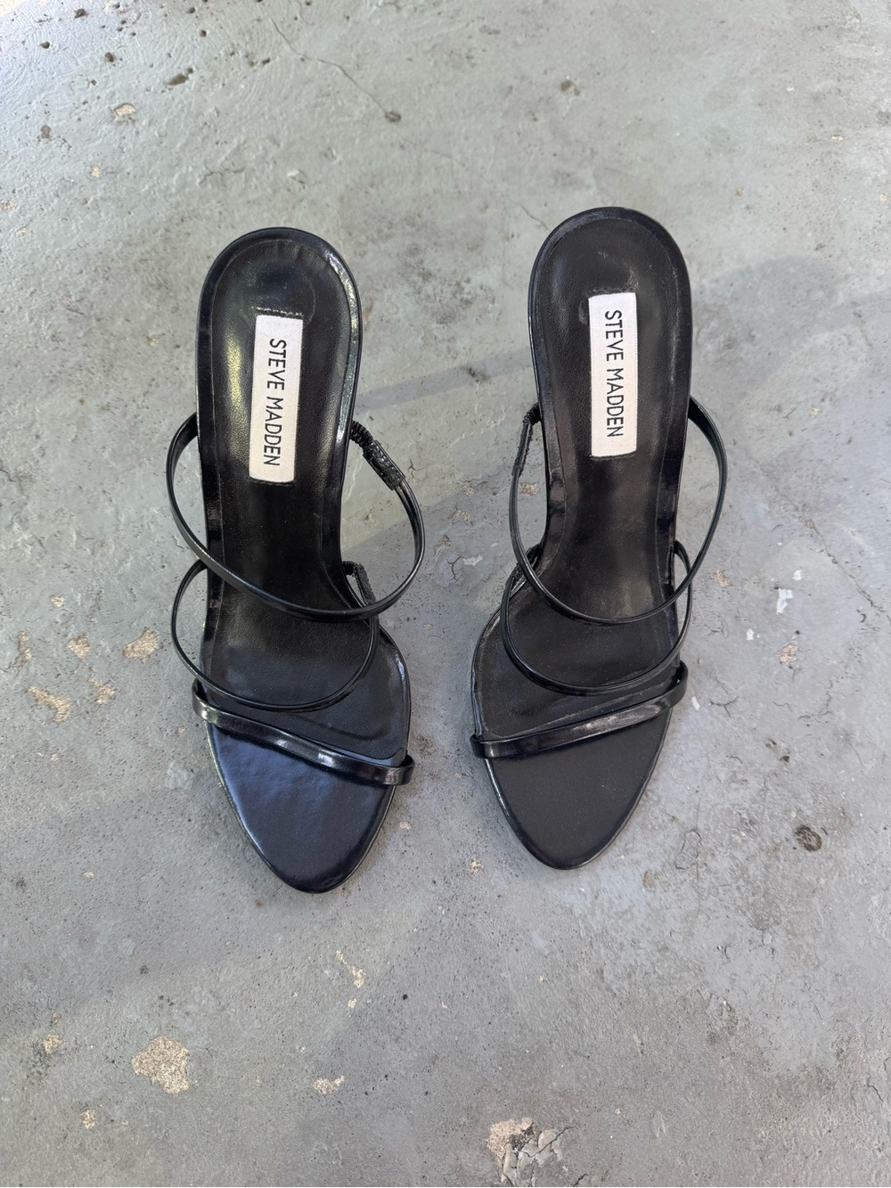 Steve Madden Black Spiral-Strap Heeled Sandals